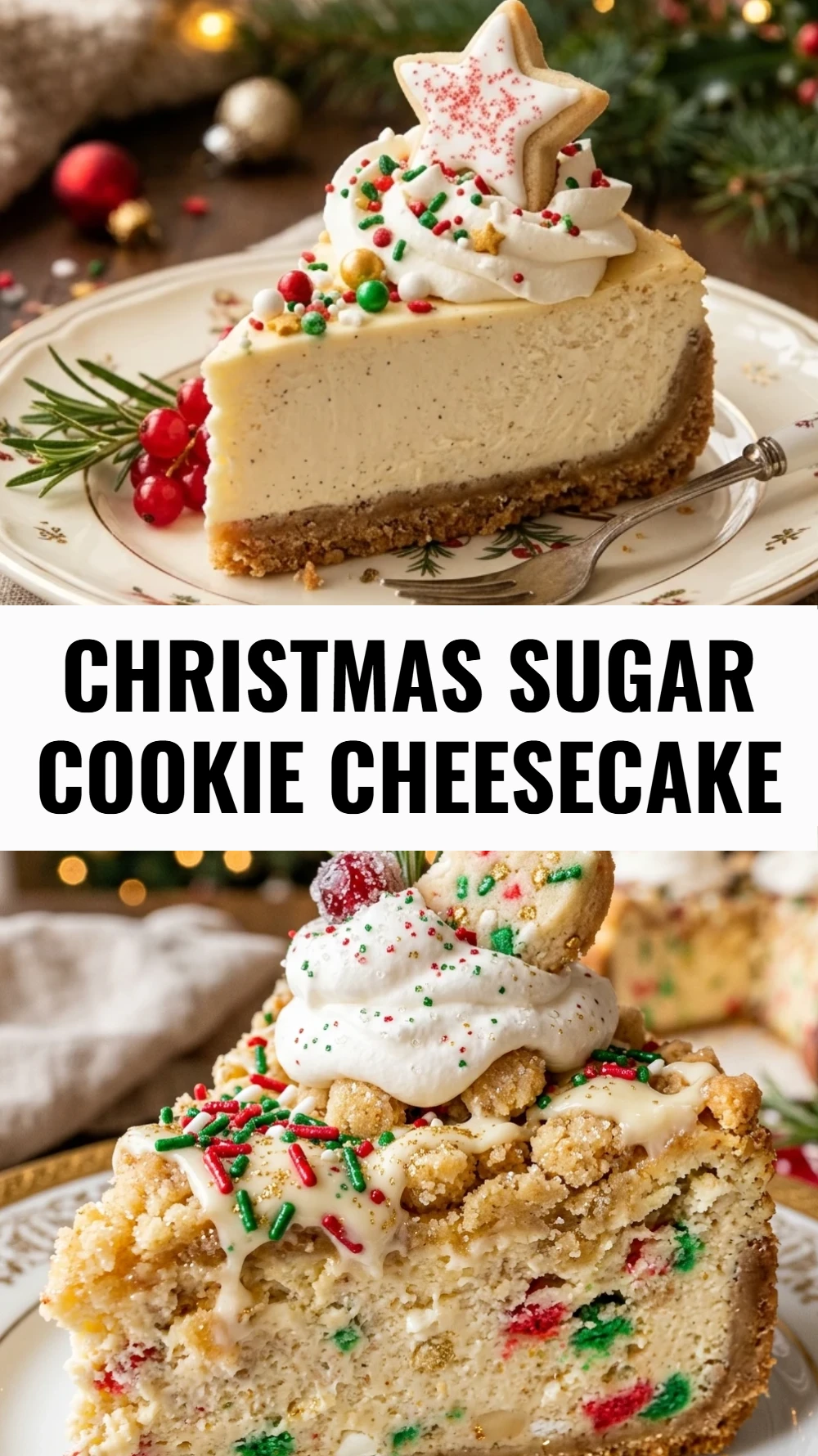Christmas Sugar Cookie Cheesecake