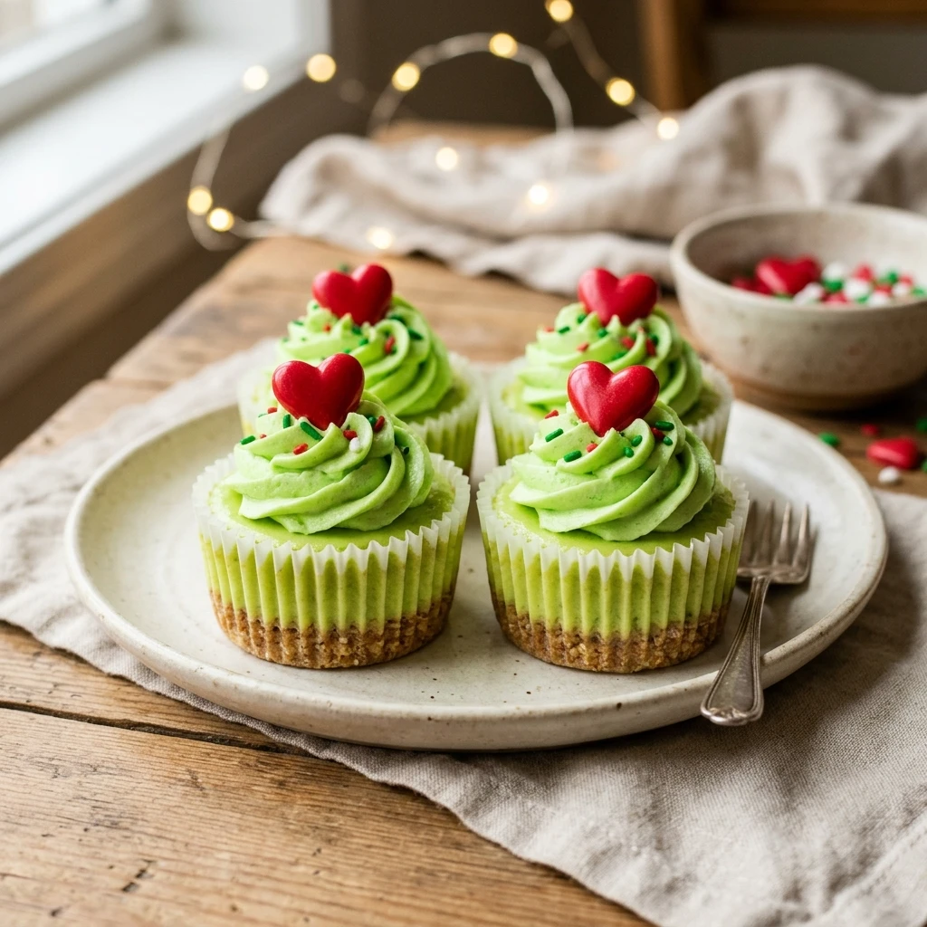 Grinch Mini Cheesecakes