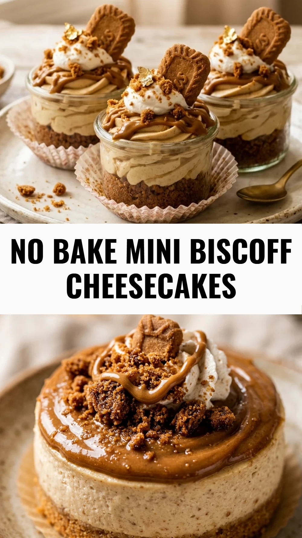 No Bake Mini Biscoff Cheesecakes