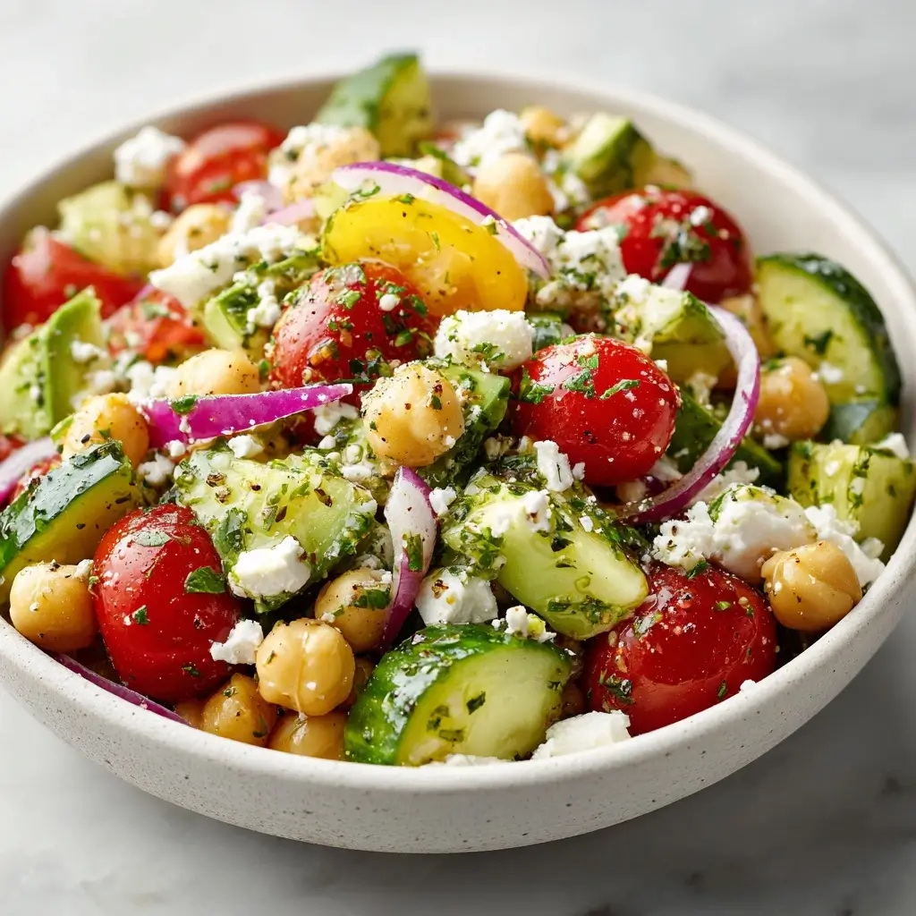 Chickpea Feta Avocado Salad