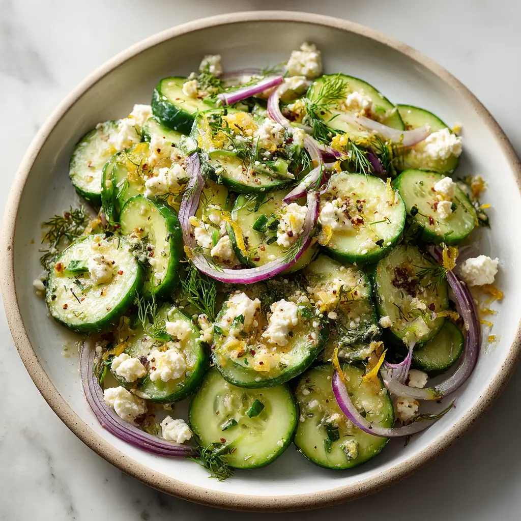 Cucumber Feta Salad With Lemon Greek Vinaigrette
