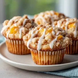 Homemade Peach Cobbler Muffins