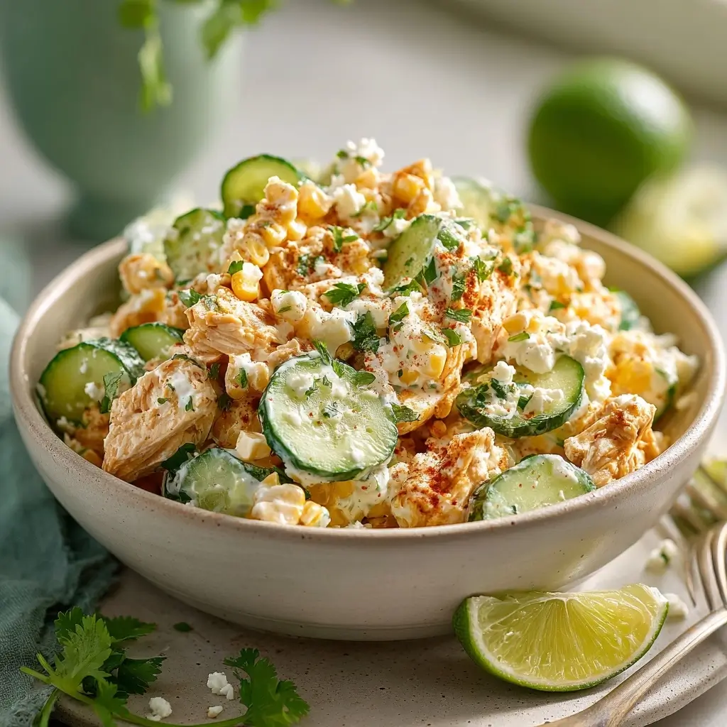 Street Corn Creamy Cucumber Chicken Salad