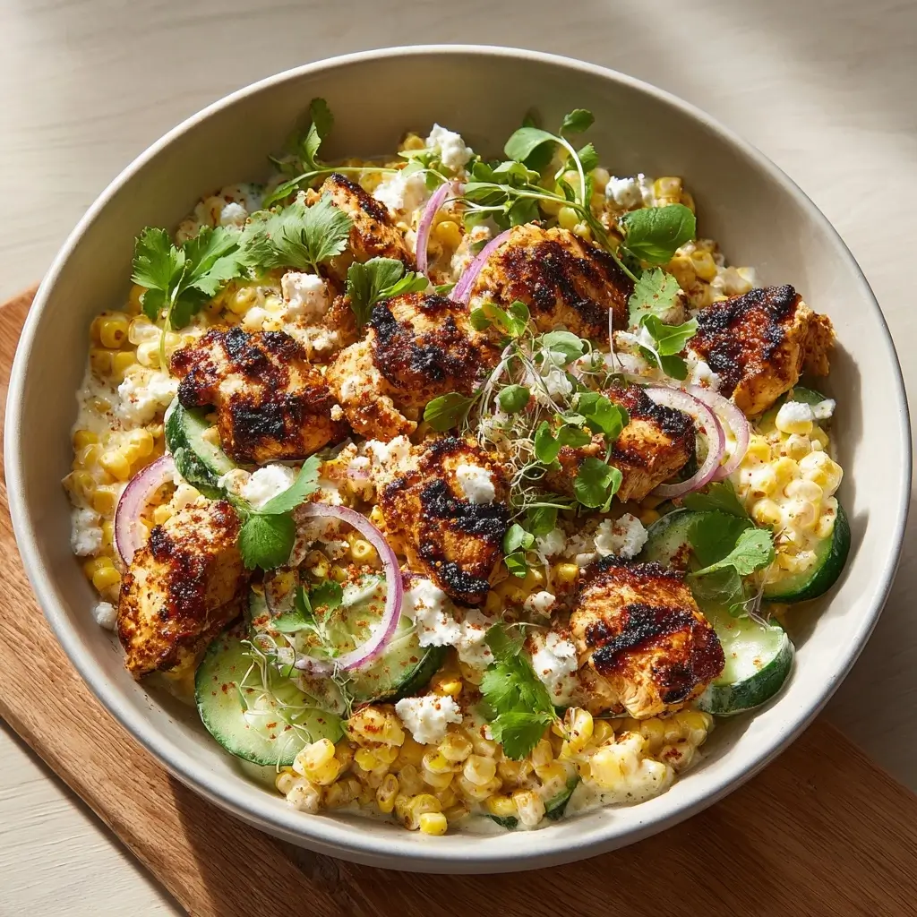 Street Corn Creamy Cucumber Chicken Salad