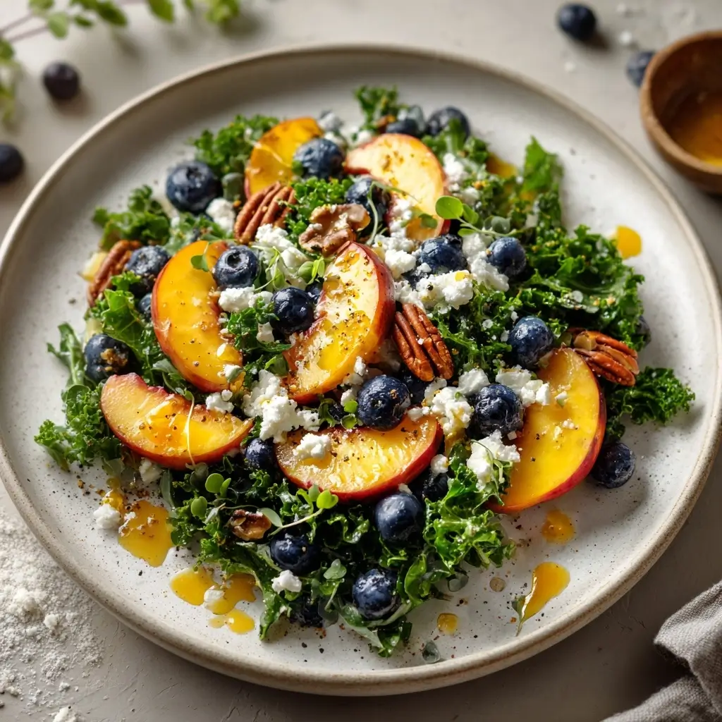 Summer Peach Blueberry Kale Salad