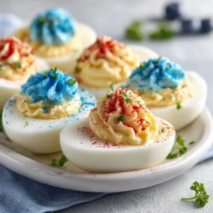 4th Of July Deviled Eggs: Patriotic Red White Blue