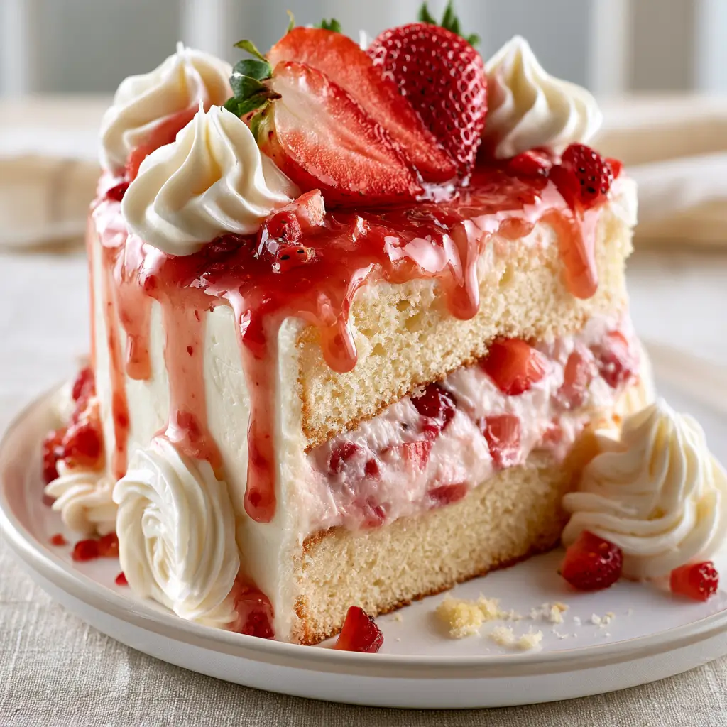 Enchanting Strawberry Cream Layer Cake For Weekend Treats