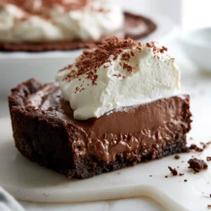 Homemade Chocolate Pudding Pie With Brownie Crust