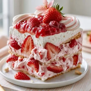 Melt In Your Mouth Strawberry Cream Icebox Cake