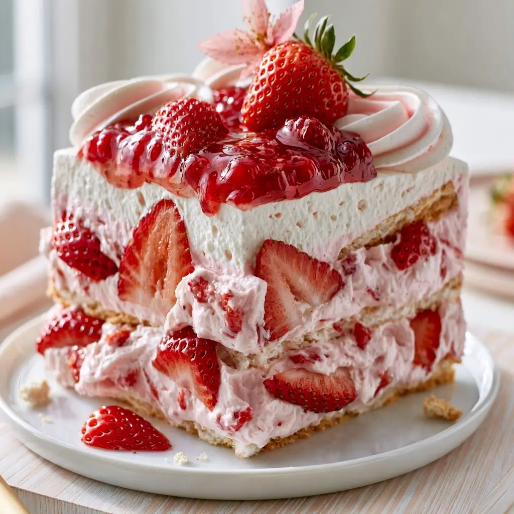 Melt In Your Mouth Strawberry Cream Icebox Cake