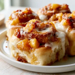Peach Cobbler Cinnamon Rolls