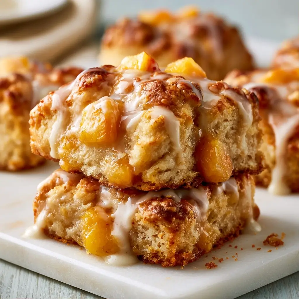 Summer Peach Butter Swim Biscuits With Vanilla Glaze