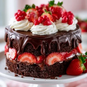 Luscious Strawberry Chocolate Layer Cake For Summer Nights