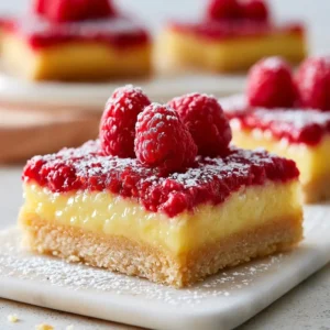 Tangy Lemon Raspberry Bars With Shortbread Crust And Fresh Berry Topping