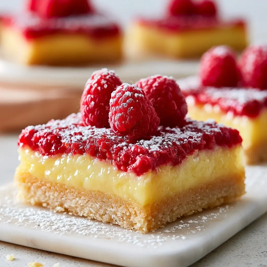 Tangy Lemon Raspberry Bars With Shortbread Crust And Fresh Berry Topping