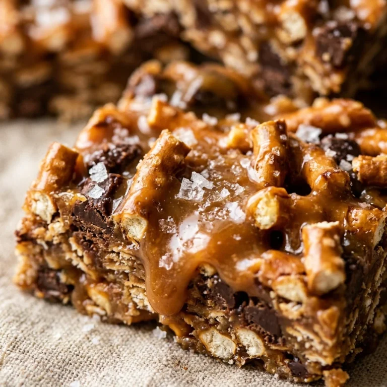 No-Bake Salted Caramel Pretzel Bars